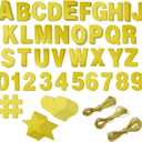 Make Your Own Banner Kit - 130-Piece, Gold Glitter, 5-Inch Characters - DIY Banner Kit with Glitter String Letters for Birthday & Wedding Party Decor