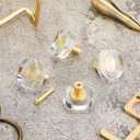 Hotop 8 Pieces Glass Cabinet Knobs Crystal Pulls Gold Cabinet Dresser Handle Bulk Brass Drawer Pull for Furniture Kitchen Cupboard Hardware Office Nightstand Decor (Round Style)