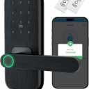 Fingerprint Door Lock with Handle for Bedroom, 5-in-1 Keyless Entry Smart Lock, TTLock App, Keypad, RFID Card & Key, Auto Lock, Guest Codes, Easy DIY Install for Front Door, Office, Airbnb
