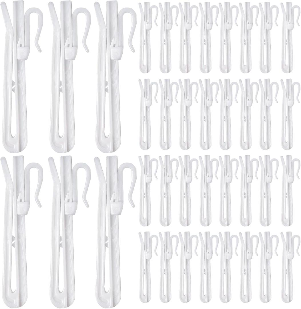 2 x HAPY SHOP 50Pcs Plastic Pinch Pleat Curtain Hooks, 85mm Adjustable Pinch Pleat Hooks Ratchet System Curtain Pleat Hook for Window Curtain, Door Curtain and Shower Curtain