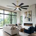 Bella Depot 72" Black and Gold Ceiling Fan with Light Large Ceiling Fan with Remote Dimmable LED Tri-Color Temperature 6-Speed Quiet DC Motor Chandelier Fan for Bedroom Living Room Patio