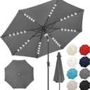 FLAME&SHADE Solar Patio Umbrella with a Centre Light, 11 FT Anthracite | 40 LED Lights, UV Protection, Waterproof, Porch Deck Outdoor Umbrella for Pool, Backyard, Garden, Provides Evening Lighting