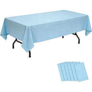 Table Cloths Disposable 6 Pack Light Blue, 108x54 Inch Blue Plastic Tablecloth Waterproof Rectangle Table Covers for Wedding, Birthday, Bridal Shower, Graduation, Prom, Disco & Party Supplies