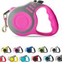 Retractable Dog Leash Automatic Telescopic Tractor Dog Tape, Pet Tape 10/16 FT Durable and Convenient, with Non-Slip Handle, Suitable for Small and Medium-Sized Dogs (Gray Pink)