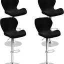 Bar Stool Cover, 4 Pack Counter Height Stretch Fit Velvet Slipcovers for Swivel Barstools Chairs, Kitchen Cafe Decor, Black (Set of 4)