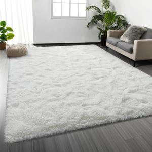 Large Shag Area Rugs 9 x 12, Plush Fuzzy Rugs for Living Room, Ultra Soft Fluffy Furry Rug for Bedroom, Indoor Carpet Nursery Rugs for Kids Room Home Decor, Cream White