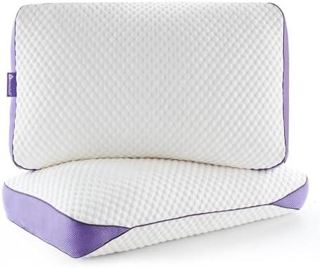 HOMELAB Adjustable Shredded Memory Foam Pillows Queen Size, Cooling Bed Pillows for Sleeping with Removable Cover, Medium Pillows for Side Stomach & Back Sleepers, 20"x28" 1 Pack