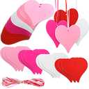 Jetec 32 Pcs 4 Inch Wooden Heart Cutouts Valentine Wooden Hearts for Crafts Heart Slices Ornaments with Holes and 3mm Ribbons for Valentine's Day Wedding Anniversary (Red,Pink,Rose Red,White)