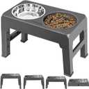 URPOWER Raised Dog Bowls 4 Height Adjustable Elevated Bowl Stand with Stainless Steel Water Bowl Non-Slip Dog Food Bowls Stand for Small Medium Large Dogs and Pets