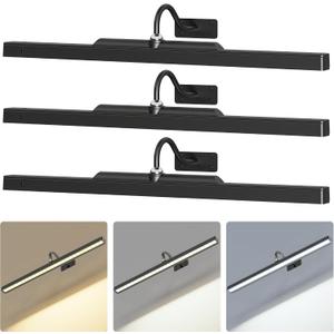 24Inch Picture Lights Battery Powered 6000mAh -3 Pack Black Wireless Remote Control Sconces for Gallery, Living Room, Museum & Large Wall Art