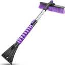 HEEYA Ice Scraper with 12.6 Inch Large Brush Head, Extendable Ice Scraper and Snow Brush for Car Windshield Window, Portable Car Scraper Snow Brush for SUV Truck Automobile Vehicle - Purple