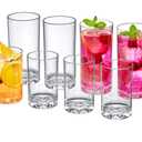 Amazing Abby Liberty 10-Ounce and 16-Ounce Tumblers (Set of 8), Drinking Glasses, Reusable Cups, BPA-Free, Shatter-Proof, Dishwasher-Safe (Made of Plastic, NOT Glass) 16 piece set