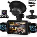 4 Channel Dash Cam Front and Rear Inside Left Right, 3'' 1080P Dash Camera for Cars, Dash Camera for Cars with G-Sensor,Super Night Vision,Wide Angle,Loop Recording,24 Hours Recording