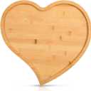AWIZOM Valentine's Day Heart Shaped Serving Tray Bamboo Serving Platter Wooden Cheese Charcuterie Board Salad Snack Dessert Candy Dishes Plate for Wedding Housewarming Present,12.8x12.21x0.59 Inch