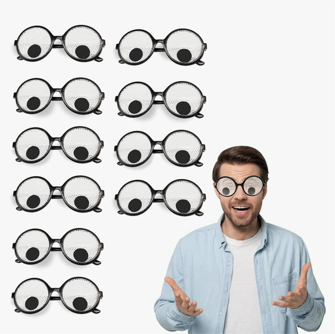 WUEURU 10Pcs Googly Eyes Glasses,Funny Glasses Shaking Eyeball Glasses,Halloween Party Funny Costume Accessories
