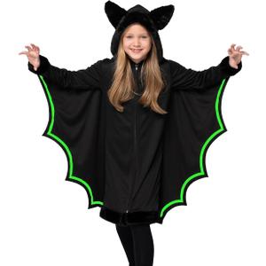 Spooktacular Creations Halloween Vampire Bat Costume Glow in the Dark, Girl Black and Silver Bat Wings Costume for Kids (Large)
