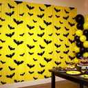 Frienda 3 Pcs Bat Birthday Party Supplies Bat Metallic Tinsel Foil Fringe Curtains Party Supplies Yellow and Black Backdrop for Birthday Decorations, 3.28 x 6.56 Inches