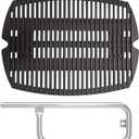 SafBbcue 7644/7582 Cast Iron Cooking Grates & 60040 Grill Burner Tube kits for Weber Q1200 Q100 Q120 Q1000 50060001 386001 86002 516001 Grills, Grids & Grates for Baby Q Gas Grills, 17"