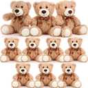 Skylety 10 Pcs Bears Bulk Stuffed Animal Plush Toys 10-14 Inches Birthday Party Favors(Light Brown)