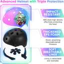 Toddler Kids Bike Helmet Set for Boys Girls Color Gradient Adjustable Skateboard Helmet Protective Gear Set Knee Elbow Wrist Pads for Bike, Roller, Scooter, Cycling, Balance and More Sports (Small: 20.1"-21.2", Pink-Blue-Green)