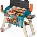 Melissa & Doug Deluxe Wooden Barbecue Grill, Smoker & Pizza Oven, Toy Food & Kids Play Kitchen Accessories, Preschool Learning Toys for Girls & Boys 3+ - FSC Certified, 22.2 x 14.95 x 8.4