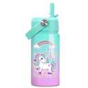Unicorn Kids Ocean Water Bottle - 12 Oz Insulated Stainless Steel with Straw Lid - Toddler Travel Cup for School & Sports