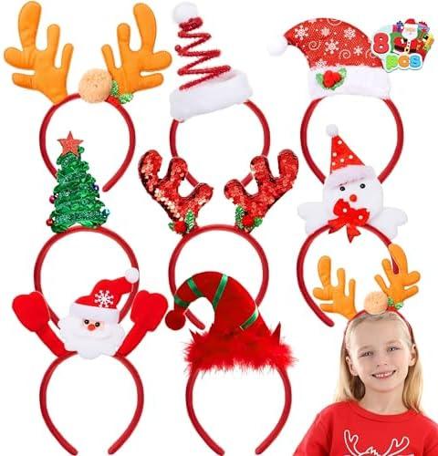 JOYIN 6 PCS Christmas Headbands Head Hat Toppers Costume Accessories for Kids Girls Boys Christmas Parties Xmas Holiday Party Favors Photo Booth