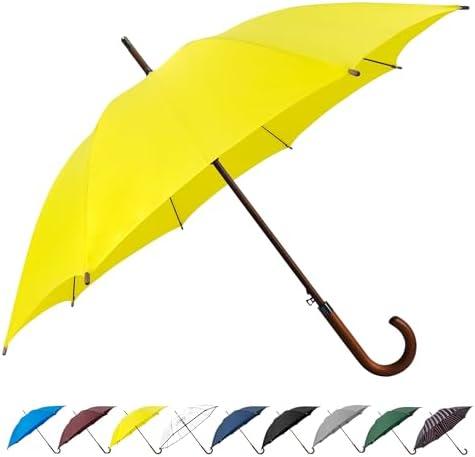 SoulRain 48" Large Umbrella –Windproof Stick Umbrellas for Rain, Automatic Open, Vintage Cane Yellow Umbrella with Classic Wooden Handle & Shaft,Open for 2 Persons for Women & Men(Yellow)
