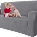 MAXIJIN Super Stretch Couch Cover for 3 Cushion Couch, 1-Piece Universal Sofa Covers Living Room Jacquard Spandex Furniture Protector Dogs Pet Friendly Fitted (Extra Large, Gray)