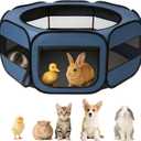 UWE Extra Large Small Animal Playpen, XL Portable Pet Playpen for Rabbit, Kitten, Guinea Pig, Hamster, Puppy Waterproof Foldable Mesh Tent with Zipper Cover, Indoor Outdoor Use, Blue