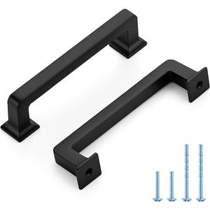 HOME EDIT 10 Pack 3-3/4 Inch Matte Black Cabinet Handles Solid Zinc Alloy Pulls for Kitchen Cupboard & Drawer Hardware
