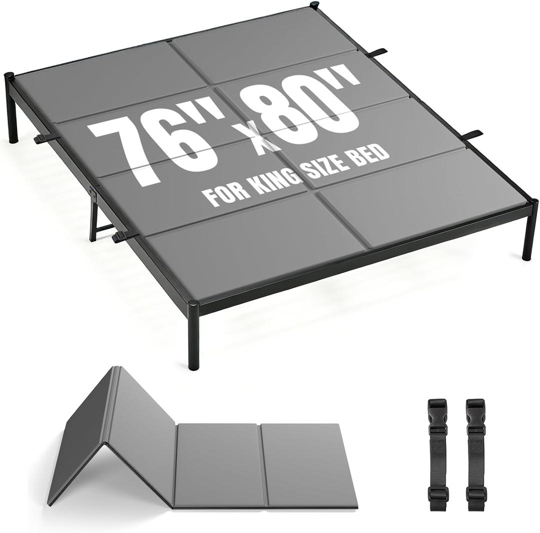 Bunkie Board King Size (76" x 80") 8mm Heavy Duty, Non-Slip Breathable Mattress Support Board for Slatted & Platform Bed Frames, Anti-Sag, Noise Minimizing, Moisture Resistant