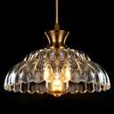 Glass Pendant Lights Kitchen Island, 11.8" Vintage Lighting Glass Light Fixtures Brushed Gold Modern Glass Chandelier Hanging Ceiling for Dining Living Room Restaurant Bedroom Foyer Entryway