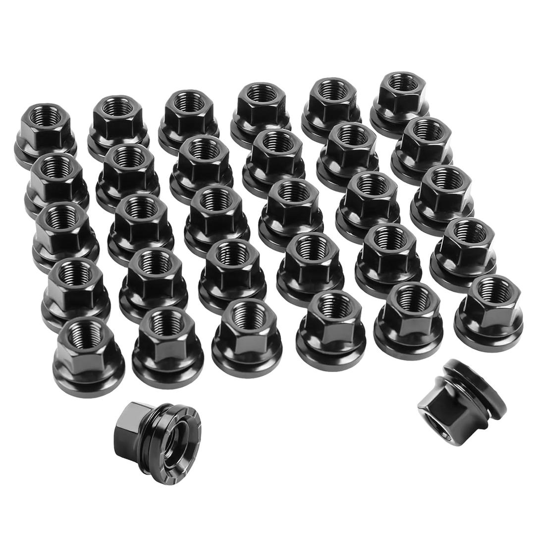 32pc,M14x1.5 Lug Nuts Black for 2003-2016 F250 F350 F450 F550,2003-2019 F53,13/16" Hex Flat Seat Factory OEM Wheels Lug NutsFit 2C2Z1012AA