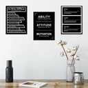 Motivational 3 Panel Office Rules Canvas Wall Art Decor Teamwork Positive Energy Black White Poster Printing Inspiring Quotes Picture Decoration for Bedroom Gym Stretched and Framed [16''W x 36''H]