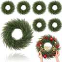 Zeyune 8 Pcs Christmas DIY Green Wreath 14 Inch Artificial Christmas Wreaths Faux Plain Wreaths for Decorating Front Door Window Room Farmhouse Xmas Party Indoor Outdoor (Elegant Style)