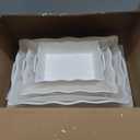 Sweejar Casserole Dishes for Oven, Ceramic Bakeware Set of 3, Rectangular Baking dish with Handles, Wave Edge Lasagna Pan Deep for Cooking, Cake, Dinner, Banquet and Daily Use (White)