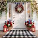 Tinideya 4' x 6' Spring Outdoor Porch Rug Black and White Checkered Buffalo Plaid Outdoor Rug Plastic Straw Front Doormat Deck Waterproof Mat for Outside Indoor Garden Lawn Balcony Porch Spring Decor