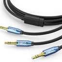 MillSO Audio Splitter, SapphireBlue&GoldPlated 8 Feet 3.5mm Male to 2 Male Audio Splitter, TRS Stereo Jack Headphones Adapter Cable for Smartphone, Computer, Mp3, Earphone, Speakers