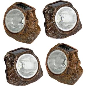 EiGreen 4 Pack Solar Garden Rock Lights Outdoor Decorative, 10 LED Waterproof Yard Pathway Lights,Solar Spot Lights Outdoor, for Ideal for Garden Walkway Pathway Patio (Warm White)