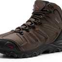 NORTIV 8 Men's Ankle High Waterproof Hiking Boots Outdoor Lightweight Shoes Trekking Trails Armadillo, 10, Dark Brown-leather