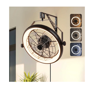 Wall Mounted Fan with Lights, 23” Wall Mount Fan with Remote, 6 Speeds Plug in Wall Fan, Reversible, 3CCT, Dimmable, Noiseless, 360°Adjustable Tilt for Workshop, Patio, Home