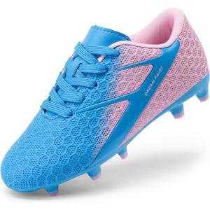 DREAM PAIRS Girl Toddler Boys Soccer Cleats, Pink/ Blue, 13 Little Kid