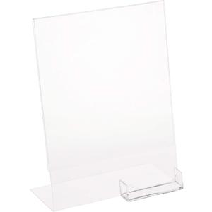 Dazzling Displays Clear Slanted Sign Holder Picture Frame 8.5 x 11 with Attached Business Card Holder Premium Acrylic Sign Holder for Office, Retail 1