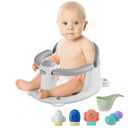 Baby Bath Seat for Babies 6 Months & up, 3 Baby Bath Toys, Non-Slip Baby Bath Seat, Safe & Comfortable Baby Bath Support, for Bathtub/Living Room/Shower Room, Grey