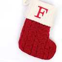 Christmas Stockings with Initials, 7.1 Inches Small Embroidered Letter Knit Red White Christmas Stocking for Family Holiday Decorations and Xmas Tree Fireplace (F)