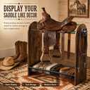 Saddle Rack Stand, Freestanding Horse Saddle Holder with Mesh Shelf, Hooks