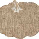 Feuille Fall Placemats Set of 4  Pumpkin Placemats for Thanksgiving Halloween Natural Color, Polyester Harvest Placemats for Fall Autumn Decorations