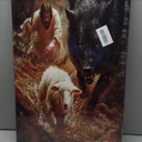 Jesus Saves the Lamb canvas wall art Jesus Running Towards The Wolf And The Lamb Painting Picture Wall Decor Christian Poster Print Artwork for Church Office Living Room Ready Home Decoration. Size: 16"L x 12"W