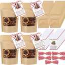 Marspark 50 Sets Christmas Potpourri Stand Pouches, 3.5 x 5.5 Inches Kraft Paper Bags with Matte Window, Simmering Potpourri Bags Instruction Cards for Small Business Home Use Xmas Party Gift Decor